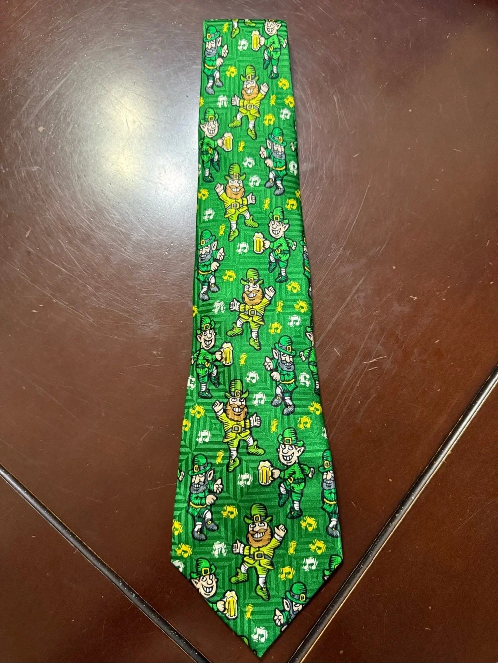 Keith Daniels Green Novelty Leprechaun Silk Tie